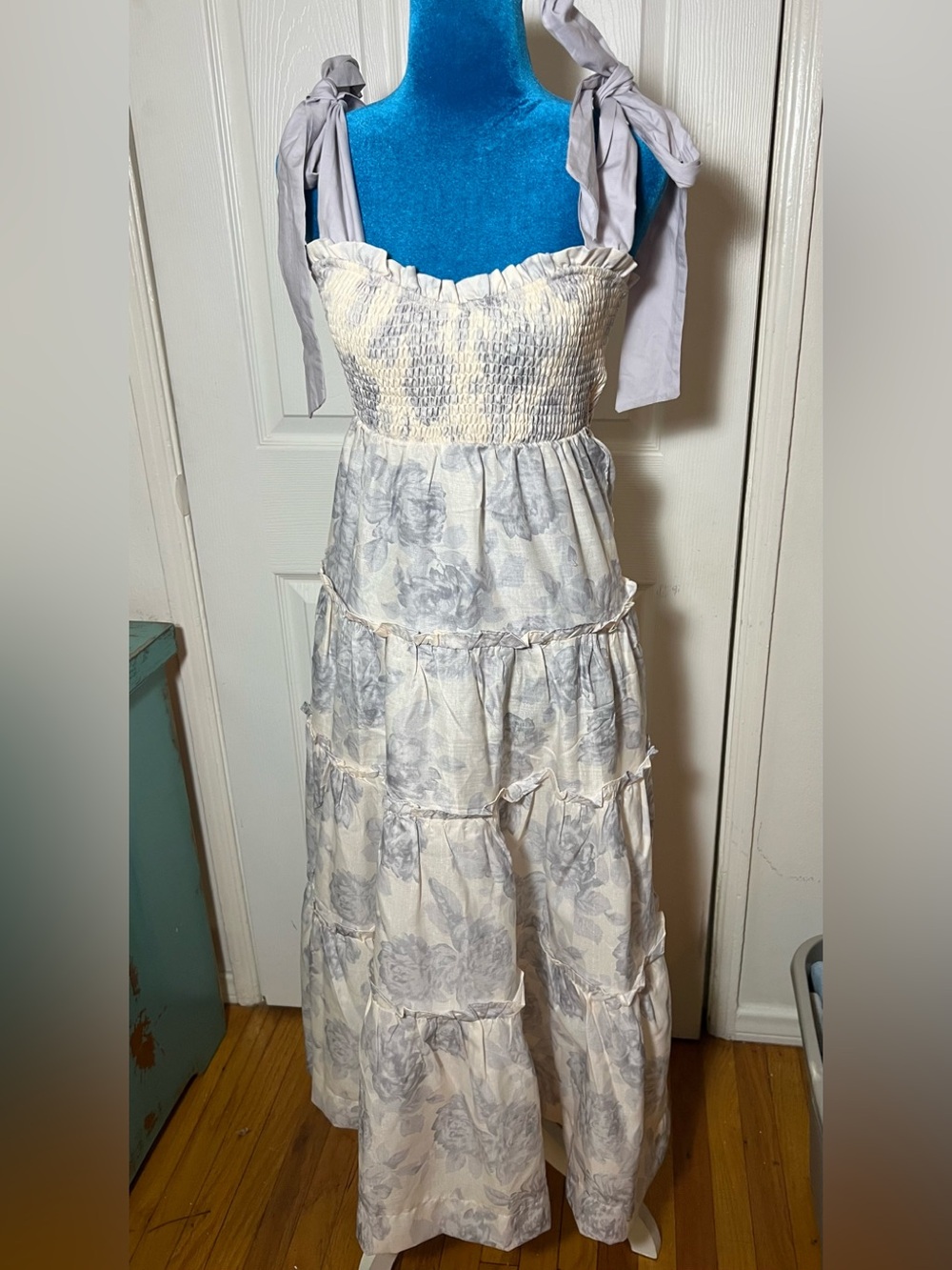 NWOT Jaquie The Label Floral Purple Tiered Malaka Maxi Dress Women’s Medium